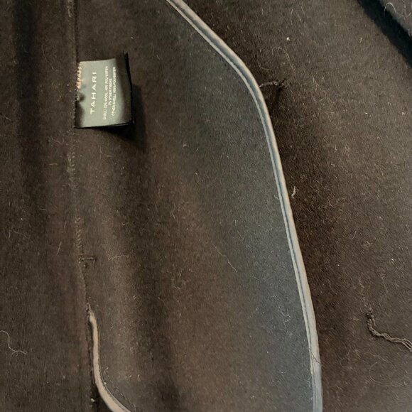 Tahari Black Wool Blend Wrap Coat - Picture 3 of 5